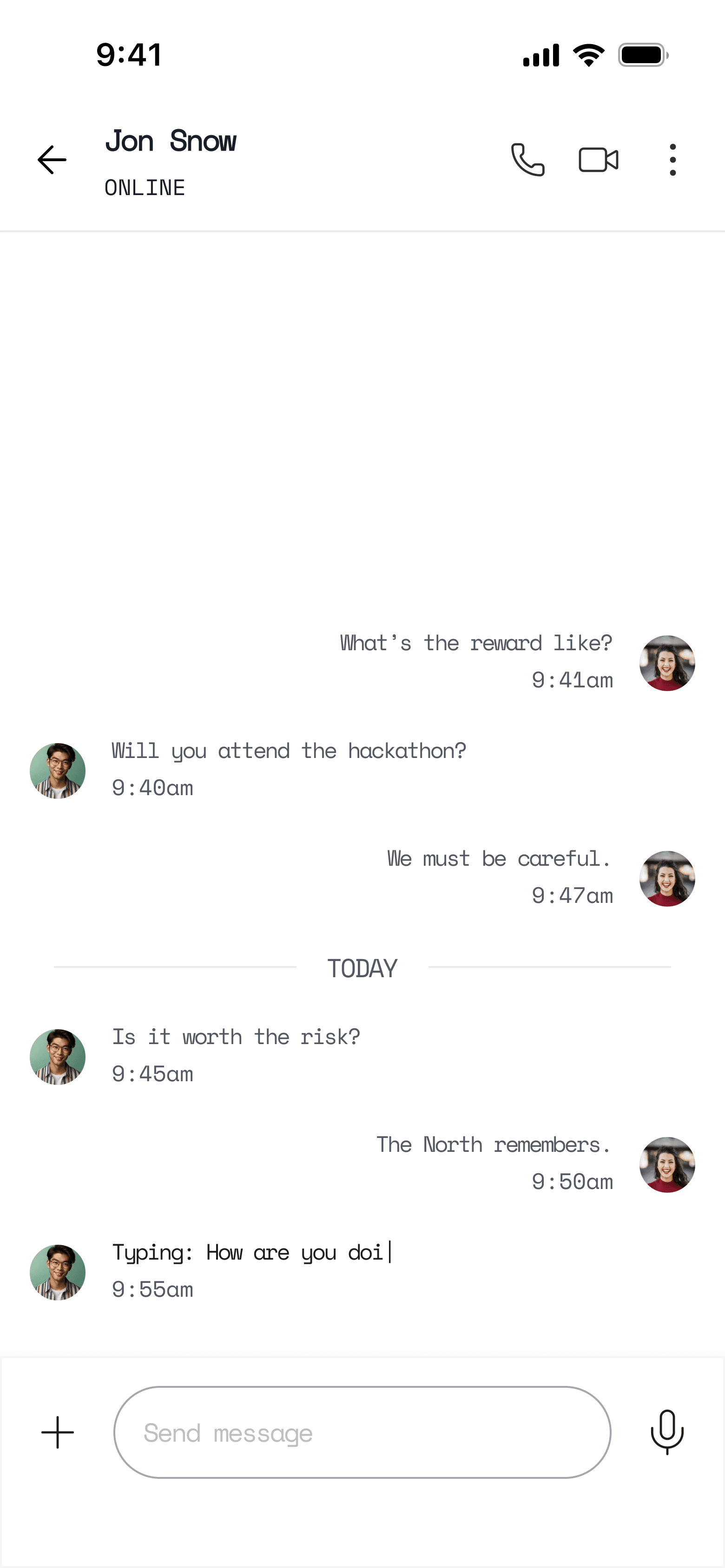 Beevia chat screen showing an active conversation